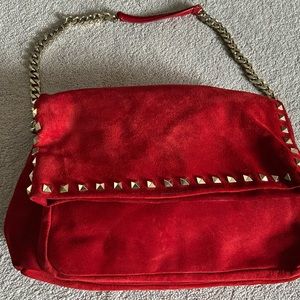 Zara Slouchy Shoulder Bag - Genuine Red Suede